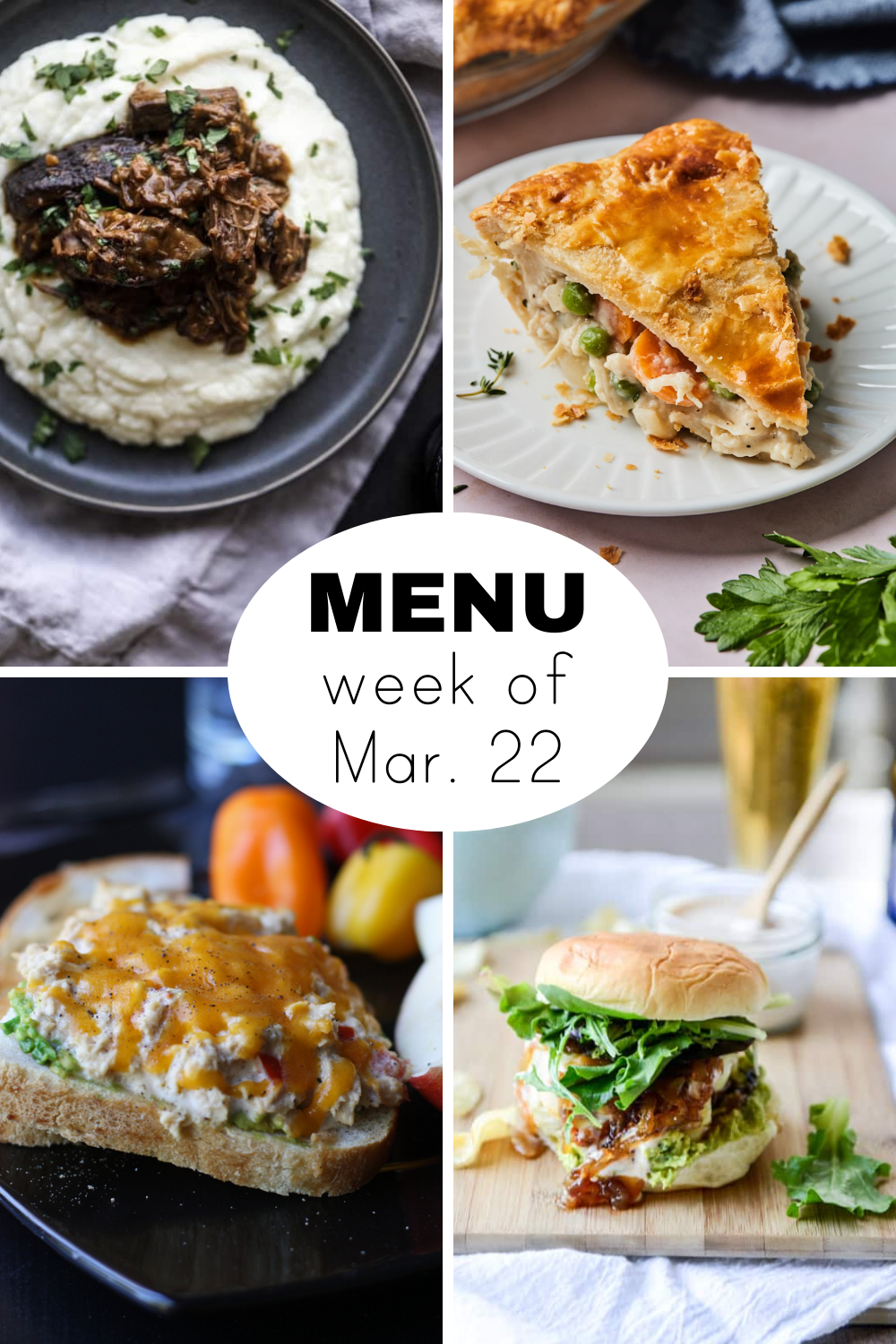 Dinner menu for the week of March 22nd